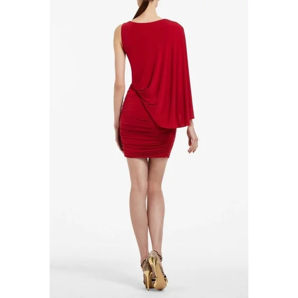NWT BCBGMAXAZRIA VENUS Elegant Scarlet One-Shoulder Cocktail Dress - Picture 2 of 8